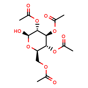 Chemical structure of [(2R,3R,4S,5R,6R)-3,4,5-tris(acetyloxy)-6-hydroxyoxan-2-yl]methyl acetate , CAS 3947-62-4, AChemBlock T92181