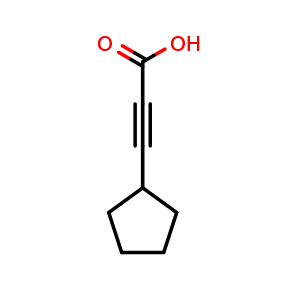 Chemical structure of 3-cyclopentylprop-2-ynoic acid , CAS 6053-88-9, AChemBlock T92208