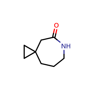Chemical structure of 6-azaspiro[2.6]nonan-5-one , CAS 1895480-06-4, AChemBlock T92211