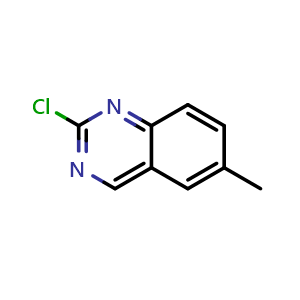 Chemical structure of 2-chloro-6-methylquinazoline , CAS 113082-39-6, AChemBlock T92220
