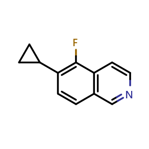 Chemical structure of 6-cyclopropyl-5-fluoroisoquinoline , CAS 2411634-91-6, AChemBlock T92233