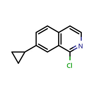 Chemical structure of 1-chloro-7-cyclopropylisoquinoline , CAS 1550861-96-5, AChemBlock T92255