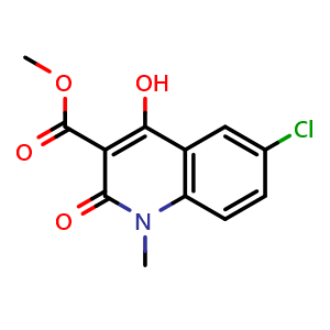 Chemical structure of methyl 6-chloro-4-hydroxy-1-methyl-2-oxo-1,2-dihydroquinoline-3-carboxylate , CAS 909911-74-6, AChemBlock T92256