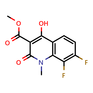 Chemical structure of methyl 7,8-difluoro-4-hydroxy-1-methyl-2-oxo-1,2-dihydroquinoline-3-carboxylate , CAS 2752723-13-8, AChemBlock T92264