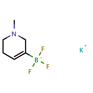 Chemical structure of potassium trifluoro-(1-methyl-3,6-dihydro-2H-pyridin-5-yl)boranuide , AChemBlock T92280