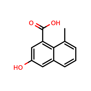 Chemical structure of 3-hydroxy-8-methyl-naphthalene-1-carboxylic acid , CAS 2411635-16-8, AChemBlock T92285