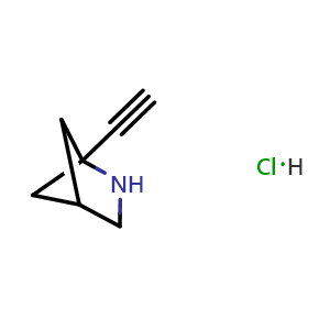 Chemical structure of 1-ethynyl-2-azabicyclo[2.1.1]hexane hydrochloride , CAS 2126160-91-4, AChemBlock T92292