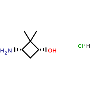Chemical structure of (1R,3S)-3-amino-2,2-dimethyl-cyclobutanol hydrochloride , CAS 1821821-76-4, AChemBlock T92294