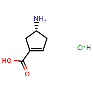 Chemical structure of (4R)-4-aminocyclopentene-1-carboxylic acid hydrochloride , AChemBlock T92302