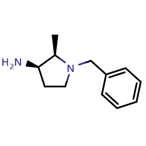 Chemical structure of (2R,3R)-1-benzyl-2-methyl-pyrrolidin-3-amine , CAS 187091-67-4, AChemBlock T92322