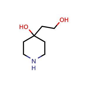 Chemical structure of 4-(2-hydroxyethyl)piperidin-4-ol , CAS 89855-48-1, AChemBlock T92330