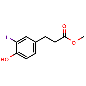Chemical structure of methyl 3-(4-hydroxy-3-iodophenyl)propanoate , CAS 53937-20-5, AChemBlock T92357