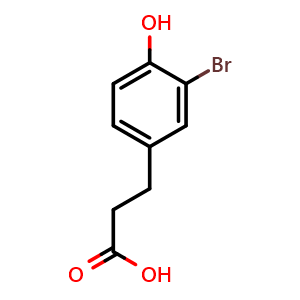 Chemical structure of 3-(3-bromo-4-hydroxyphenyl)propanoic acid , CAS 20146-10-5, AChemBlock T92359