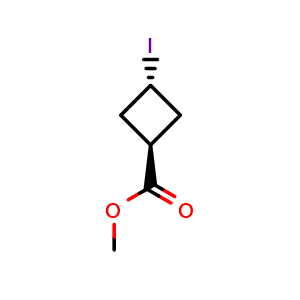 Chemical structure of methyl trans-3-iodocyclobutanecarboxylate , CAS 2256047-13-7, AChemBlock T92369