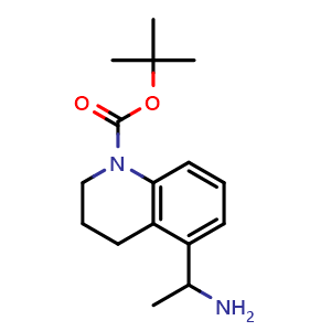 Chemical structure of tert-butyl 5-(1-aminoethyl)-3,4-dihydro-2H-quinoline-1-carboxylate , CAS 1999968-44-3, AChemBlock T92372