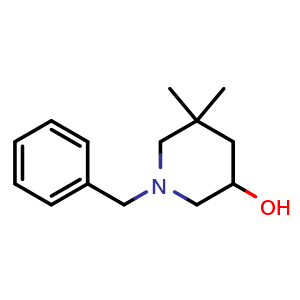 Chemical structure of 1-benzyl-5,5-dimethyl-piperidin-3-ol , CAS 1934434-46-4, AChemBlock T92373