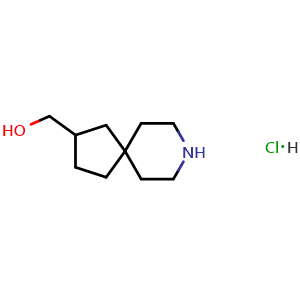 Chemical structure of 8-azaspiro[4.5]decan-3-ylmethanol hydrochloride , CAS 1782890-76-9, AChemBlock T92377