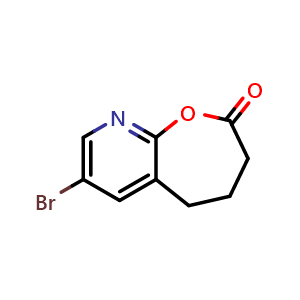 Chemical structure of 7-bromo-4,5-dihydro-3H-oxepino[2,3-b]pyridin-2-one , CAS 2387601-00-3, AChemBlock T92403