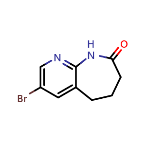 Chemical structure of 3-bromo-5,6,7,9-tetrahydropyrido[2,3-b]azepin-8-one , CAS 620175-57-7, AChemBlock T92404