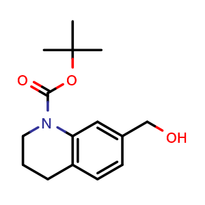 Chemical structure of tert-butyl 7-(hydroxymethyl)-3,4-dihydro-2H-quinoline-1-carboxylate , CAS 2387602-55-1, AChemBlock T92417