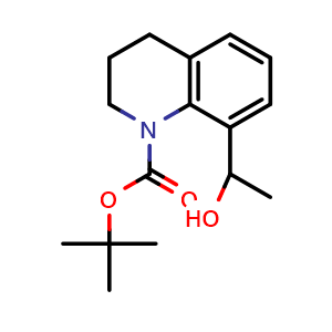 Chemical structure of tert-butyl 8-(1-hydroxyethyl)-3,4-dihydro-2H-quinoline-1-carboxylate , CAS 2387602-10-8, AChemBlock T92418