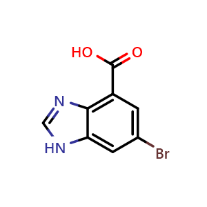 Chemical structure of 6-bromo-1H-benzimidazole-4-carboxylic acid , CAS 255064-08-5, AChemBlock T92427