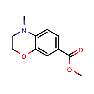Chemical structure of methyl 3,4-dihydro-4-methyl-2H-benzo[b][1,4]oxazine-7-carboxylate , CAS 532391-91-6, AChemBlock T92432