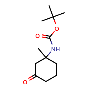 Chemical structure of tert-butyl N-(1-methyl-3-oxo-cyclohexyl)carbamate , CAS 1374657-01-8, AChemBlock T92446