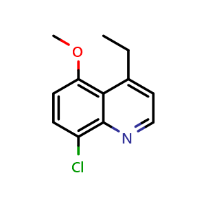Chemical structure of 8-chloro-4-ethyl-5-methoxyquinoline , CAS 2411641-53-5, AChemBlock T92447