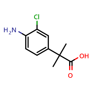 Chemical structure of 2-(4-Amino-3-chlorophenyl)-2-methylpropanoic acid , CAS 1314656-49-9, AChemBlock T92468