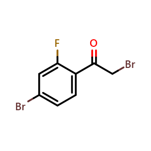 Chemical structure of 2-bromo-1-(4-bromo-2-fluorophenyl)ethan-1-one , CAS 869569-77-7, AChemBlock T92487