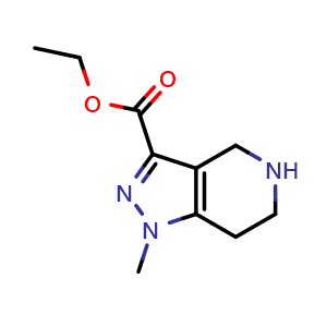 Chemical structure of ethyl 1-methyl-4,5,6,7-tetrahydro-1H-pyrazolo[4,3-c]pyridine-3-carboxylate , CAS 1309174-06-8, AChemBlock T92489