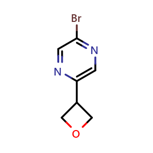 Chemical structure of 2-Bromo-5-(oxetan-3-yl)pyrazine , CAS 2222934-73-6, AChemBlock T92494