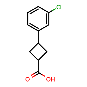 Chemical structure of 3-(3-chlorophenyl)cyclobutanecarboxylic acid , CAS 1781632-91-4, AChemBlock T92501