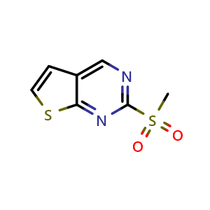Chemical structure of 2-(methylsulfonyl)thieno[2,3-d]pyrimidine , CAS 598298-12-5, AChemBlock T92512