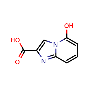 Chemical structure of 5-hydroxyimidazo[1,2-a]pyridine-2-carboxylic acid , CAS 1782400-70-7, AChemBlock T92520