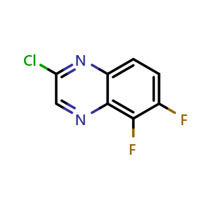Chemical structure of 2-chloro-5,6-difluoroquinoxaline , CAS 1384067-26-8, AChemBlock T92524