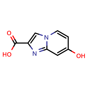 Chemical structure of 7-hydroxyimidazo[1,2-a]pyridine-2-carboxylic acid , CAS 1192617-36-9, AChemBlock T92529