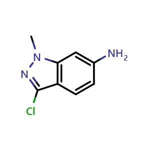 Chemical structure of 3-Chloro-1-methyl-1H-indazol-6-amine , CAS 189559-98-6, AChemBlock T92537