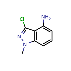 Chemical structure of 3-chloro-1-methyl-1H-indazol-4-amine , CAS 1289266-93-8, AChemBlock T92550