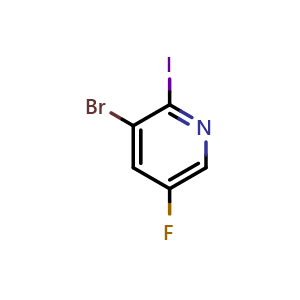 Chemical structure of 3-bromo-5-fluoro-2-iodopyridine , CAS 1256806-95-7, AChemBlock T92554