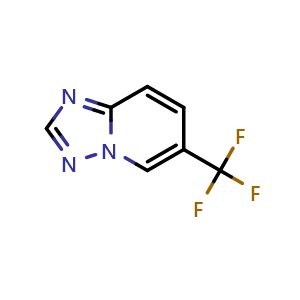 Chemical structure of 6-(trifluoromethyl)-[1,2,4]triazolo[1,5-a]pyridine , CAS 2155876-18-7, AChemBlock T92561