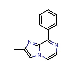 Chemical structure of 2-methyl-8-phenylimidazo[1,2-a]pyrazine , CAS 2411639-37-5, AChemBlock T92564