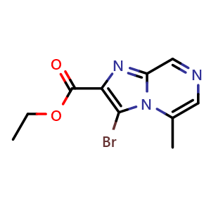 Chemical structure of ethyl 3-bromo-5-methylimidazo[1,2-a]pyrazine-2-carboxylate , CAS 2411638-27-0, AChemBlock T92565
