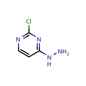 Chemical structure of 2-chloro-4-hydrazineylpyrimidine , CAS 52476-87-6, AChemBlock T92578