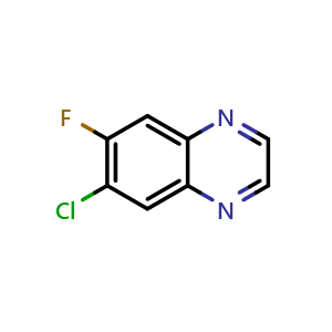 Chemical structure of 7-Chloro-6-fluoroquinoxaline , CAS 1913266-52-0, AChemBlock T92579
