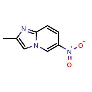 Chemical structure of 2-methyl-6-nitroimidazo[1,2-a]pyridine , CAS 13212-83-4, AChemBlock T92580