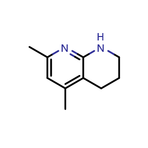 Chemical structure of 5,7-dimethyl-1,2,3,4-tetrahydro-1,8-naphthyridine , CAS 65541-95-9, AChemBlock T92586
