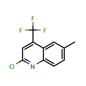 Chemical structure of 2-chloro-6-methyl-4-(trifluoromethyl)quinoline , CAS 1504766-33-9, AChemBlock T92595