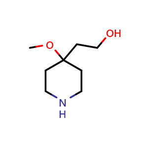 Chemical structure of 2-(4-methoxy-4-piperidyl)ethanol , CAS 957115-88-7, AChemBlock T92605
